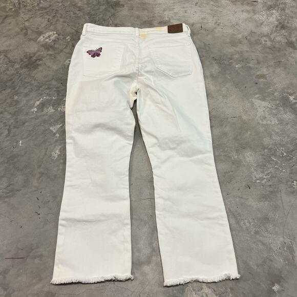 JOHNNY WAS Women's Cropped Baby Boot Jeans Fray Hem Off White Size 31 READ DESC - Picture 8 of 10